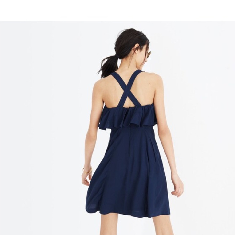 Madewell Navy Ruffle Mini Dress - Picture 2 of 7